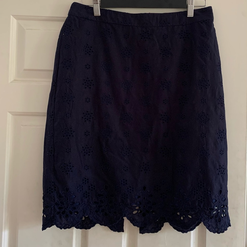 Milly navy blue cotton eyelet skirt